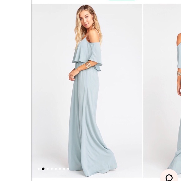 Show Me Your MuMu Caitlin Ruffle Maxi Dress in Silver Sage Crisp - Picture 5 of 5